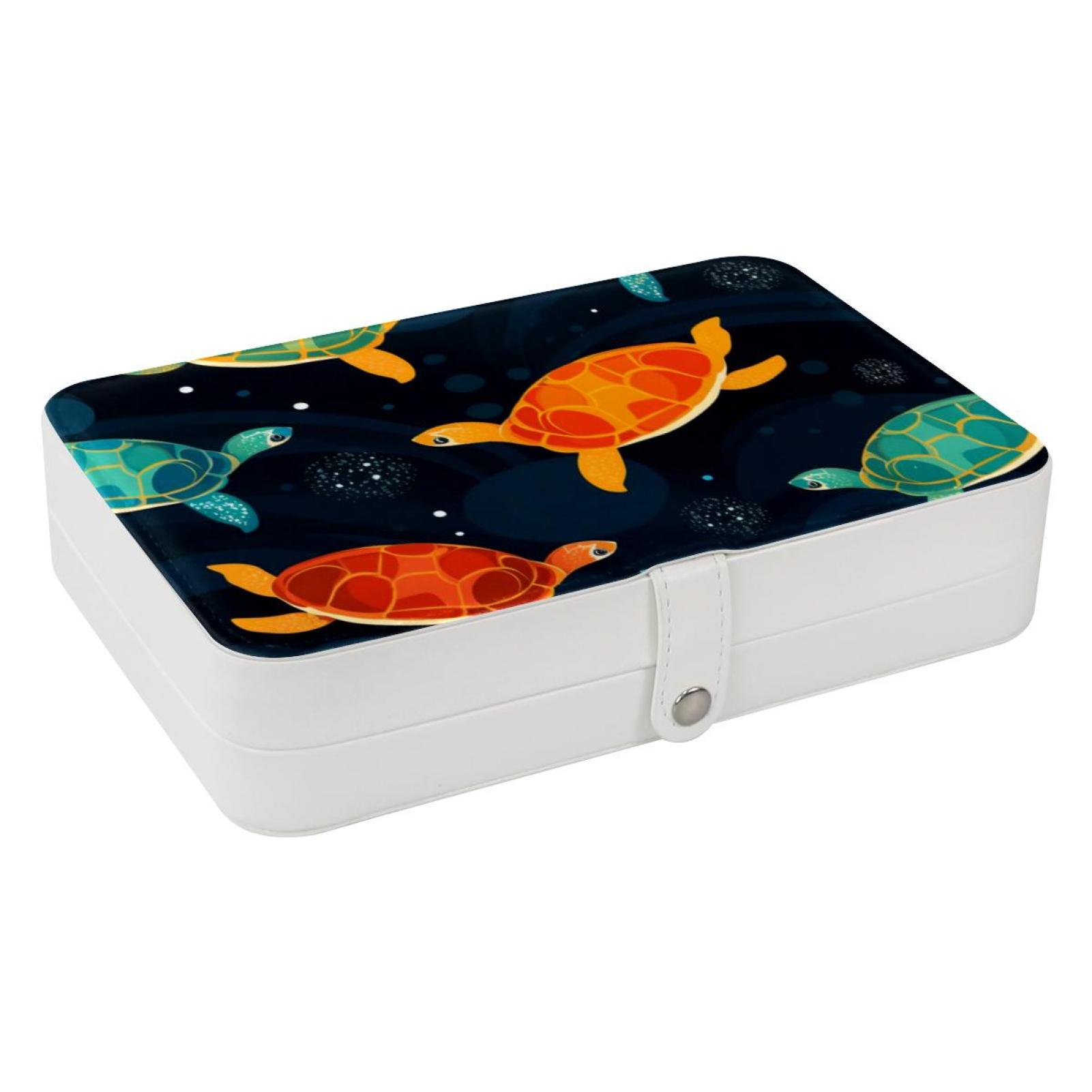 Turtle PU Leather Travel Jewelry Organizer Box with Removable ...