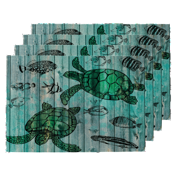 Turtle Pattern Placemats,Table Cloth Place Mats,Double-Sided Heat Resistant Table Mats for Party Kitchen Dining Decoration 18x12 Inches,Set of 4/6