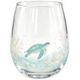 thumbnail image 1 of Turtle Pattern Sea Life Clear Glass Tumbler, Reusable Drinking Cup For Juice Iced Coffee Holiday Drinks, 1 of 7