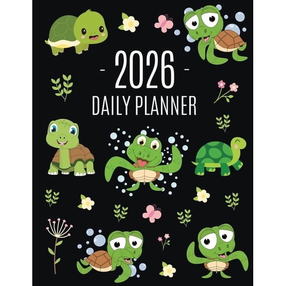 Turtle Planner 2026: Cute Tortoise Organizer: January-December (12 Months) Beautiful Agenda With Green Reptile Animal, B, (Paperback)