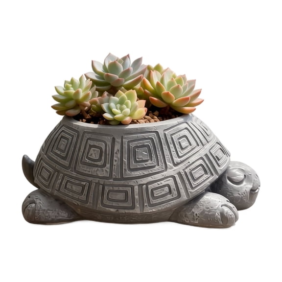 Turtle Planter, Gray Cement Creative Decor, 1 Pack Cute Tortoise Shaped Succulent Pot with Drainage Hole, Ideal for Home Desktop Bedroom Living Room Indoor Outdoor Decorative Ornament to Elevate Cozy
