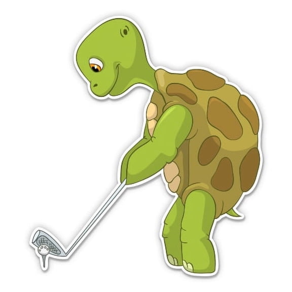 Turtle Playing Golf - 3" Vinyl Sticker - For Car Laptop Water Bottle Phone - Waterproof Decal
