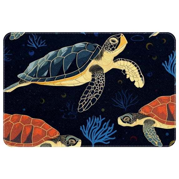 Turtle Polyester Indoor/Door/Bath Rugs: Non-Slip, Machine Washable Mats