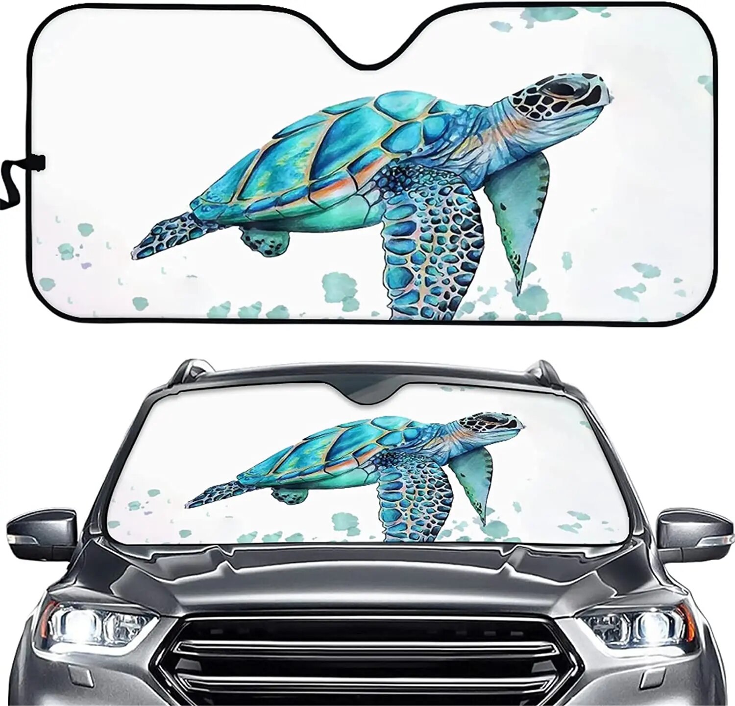 Turtle Polynesian Pattern Car Front Window Sunshade Windshield Sun Shade Universal Fit Most