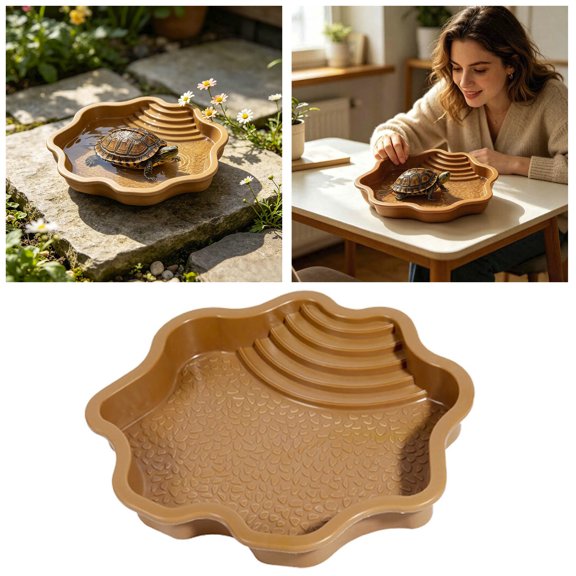 Turtle Pool, Reptile Water Bowl With Steps, Tortoise Water Bowl For Gecko Snake Bearded Dragon Lizard