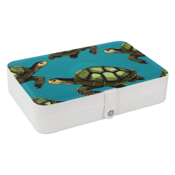 Turtle Portable PU Leather Jewelry Organizer with Necklace Holder, Jewelry Stand, and Earring Holder - Removable Compartment Included