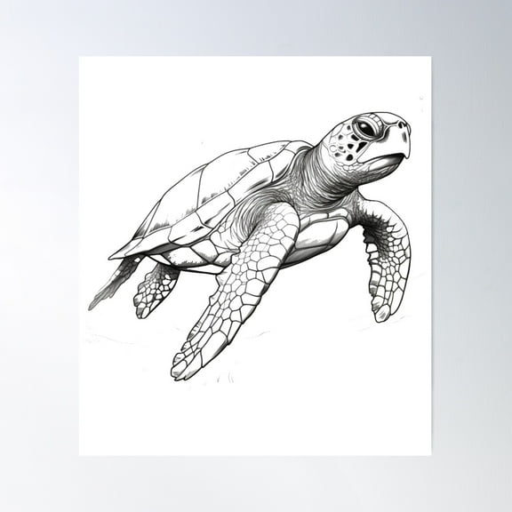 Turtle Poster Wall Art, Modern Wall Decor For Living Room Bedroom, 24x36 UNFRAMED