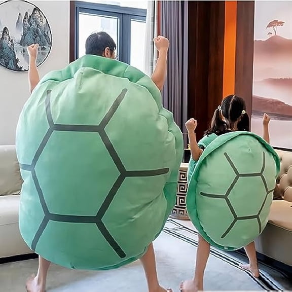 Turtle Power Shell Giant Plush Pillow, Kawaii Wearable Turtle Shell Cushion, Soft Portable Plush for Kids and Adults