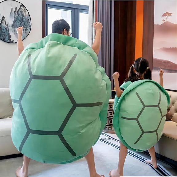 Turtle Power Shell Giant Plush Pillow, Kawaii Wearable Turtle Shell Cushion, Soft Portable Plush for Kids and Adults