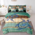 thumbnail image 1 of Turtle Print Bedding Comforter Sets 7-Piece Cute Sea Turtle Bed in a Bag, Vintage Geometric Stripe Queen Bedding Sets Ocean Sea Themed Comforter Set, Marine Wildlife Animal Bedding Sets & Collections, 1 of 4