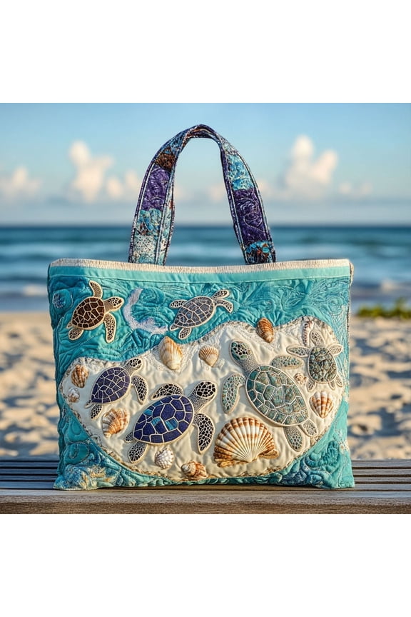 Turtle Quilted Tote Bag
