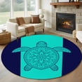 thumbnail image 1 of Turtle Round Living Room Rugs 8 ft, Summer Beach Washable Large Area Rug with Non-Slip Sturdy Edge Binding Round Carpet for Dining Room Kitchen Office, 1 of 9