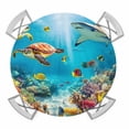 thumbnail image 1 of Turtle Round Tablecloth for 45-54 Inch Tables, Fitted Table Cover with Elastic Edge, Shark Ocean Coral Underwater Scenery Sea Waterproof Outdoor Table Cloth Protector for Patio Garden Dinner Picnic, 1 of 9