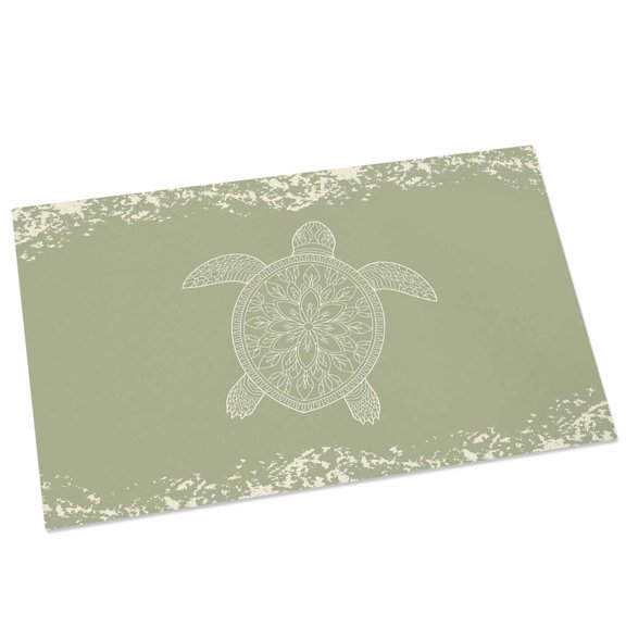 Turtle Sage Green Door Mat 16x24 Inch Lines Floral Mottled Pattern Entryway Rug with Non-Slip Rubber, Front Door Rug Indoor Floor Mats for Living Room Bathroom Bedroom Home Office