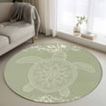 thumbnail image 1 of Turtle Sage Green Round Living Room Rugs 3.3 ft, Lines Floral Mottled Pattern Washable Area Rug with Non-Slip Sturdy Edge Binding Round Front Door Mat Floor Carpet for Entryway, 1 of 9