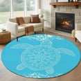 thumbnail image 1 of Turtle Sea Blue Round Living Room Rugs 7 ft, Lines WaterColor Turtle Mottled Pattern Washable Area Rug with Non-Slip Sturdy Edge Binding Round Carpet for Kitchen Office Bedroom, 1 of 9