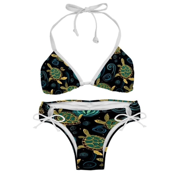 Turtle Seamless Adjustable Strap Bikini Set with Detachable Sponge, Two-Pack - Ideal for Beach and Pool Parties