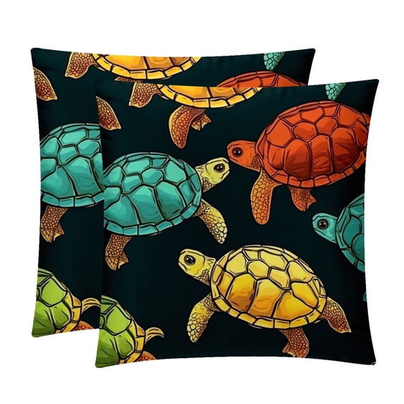 Turtle Seamless Chair Pillow Covers Set with Velvet Material, Unique Patterns, 16x16, 18x18, 20x20 Inches, 2 Items Included for Throw Pillows, Pillow Inserts,for Various Occasions