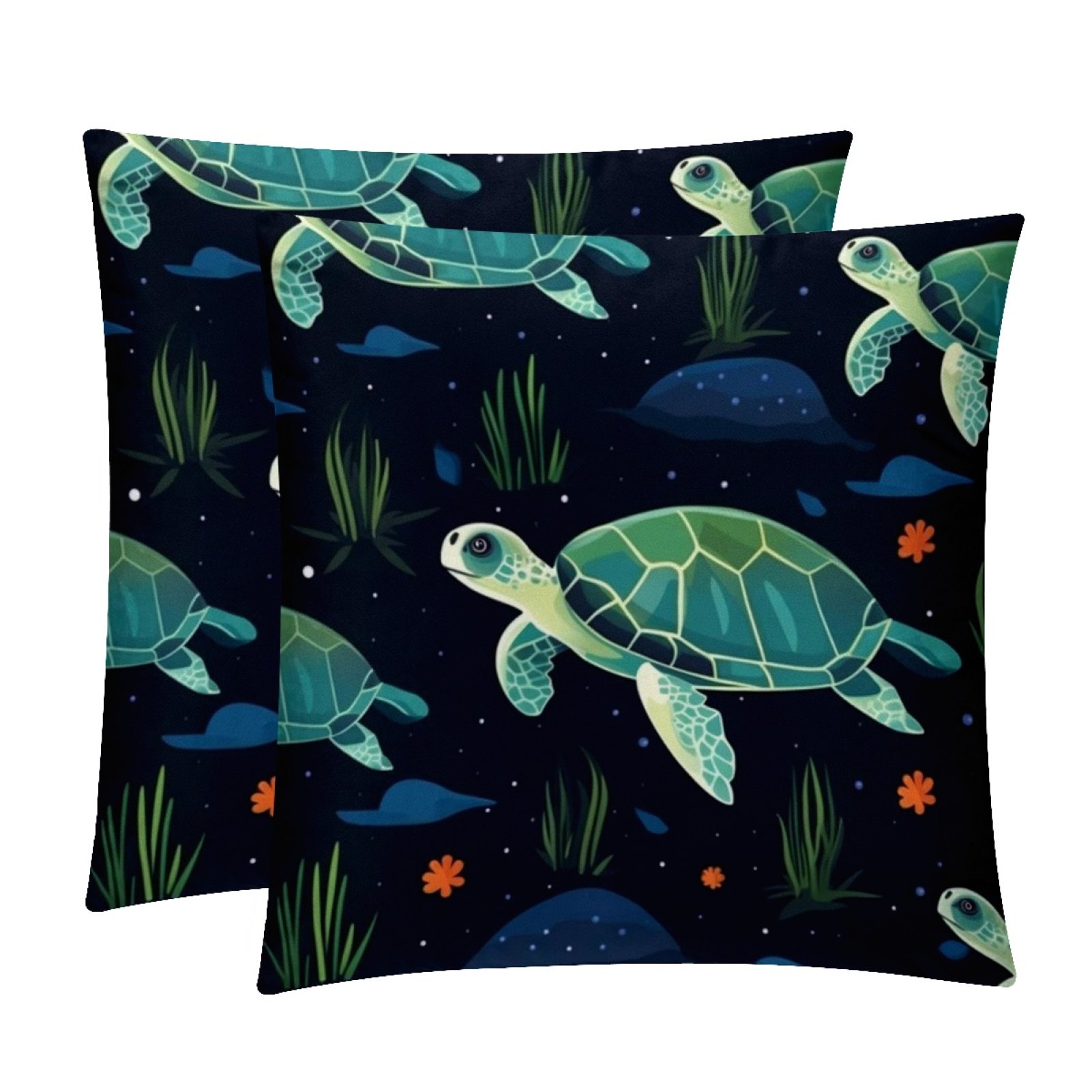 Turtle Seamless Covers Set of 2 - 16x16, 18x18, 20x20 Inches - Unique ...