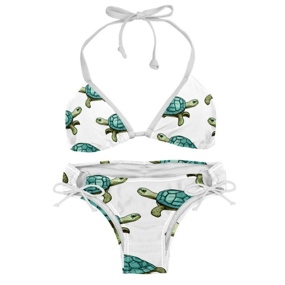 Turtle Seamless Detachable Sponge Adjustable Strap Bikini Set Two-Pack Swimsuit Suit Beach Pool Party