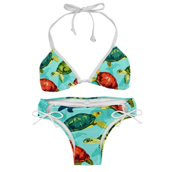 Turtle Seamless Detachable Sponge Adjustable Strap Bikini Set Two-Pack Swimsuit Women Swim Suit