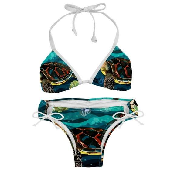 Turtle Seamless Detachable Sponge Adjustable Strap Bikini Set Two-Pack Swimsuits for All Occasions