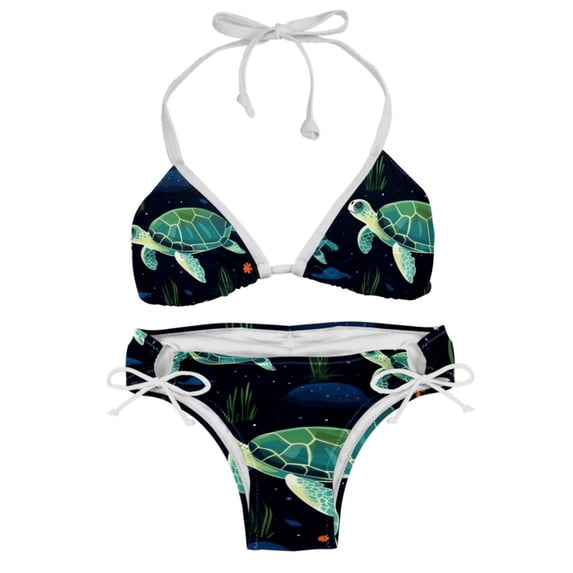 Turtle Seamless Detachable Sponge Adjustable Strap Bikini Set - Two-Pack for Beach and Pool Swimwear