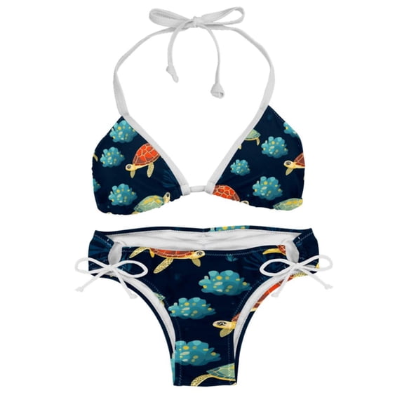 Turtle Seamless Detachable Sponge Adjustable Strap Bikini Set Two-Pack for Swimwear and Beachwear