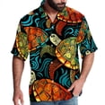 thumbnail image 1 of Turtle Seamless Men's Casual Button Down Short Sleeve Printed Summer Beach Shirts, 1 of 6