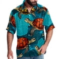 thumbnail image 1 of Turtle Seamless Men's Short Sleeve Hawaiian Print Button Down Beach Shirt, 1 of 6