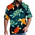 thumbnail image 1 of Turtle Seamless Men's Short Sleeve Poplin Button Down Hawaiian Printed Summer Beach Shirt, Unisex, 1 of 6