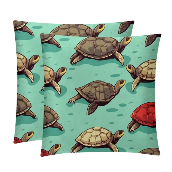 Turtle Seamless Set of 2 Covers with Unique Patterns - 16x16, 18x18, 20x20 Inches for Various Occasions - Pillows Covers Throw Pillow Inserts Pillow Inserts - Luxurious Home Decor