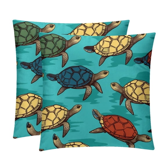 Turtle Seamless Set with Unique Patterns - 2 Pack Decorative Pillows for Bed - Includes Pillow Inserts - Available in 16x16, 18x18, 20x20 Inches for Any Occasion