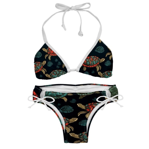 Turtle Seamless Swim Wear Bikini Set with Detachable Sponge & Adjustable Strap, Two-Pack for Versatile Swimming Suit Styles