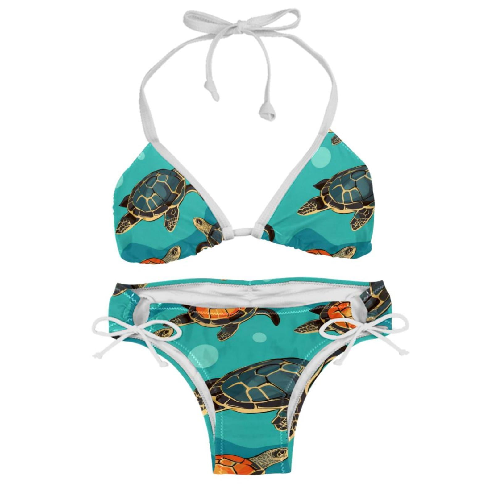 Turtle Seamless Swimsuit Bikini Set with Detachable Sponge and ...