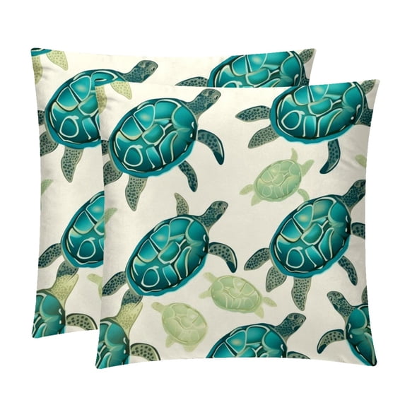 Turtle Seamless Throw Pillow Inserts Velvet Set of 2, Unique Patterns, 16x16 18x18 20x20 Inches for Various Occasions, Decorative Cushion Inserts for Couch and Bed, Throw Pillow Inserts for Living
