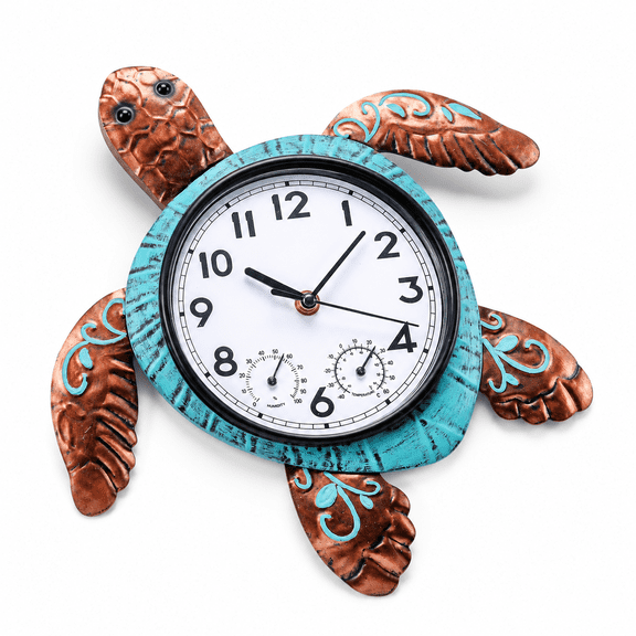 Turtle Shape Outdoor Waterproof Clock for Patio Pool Garden Home