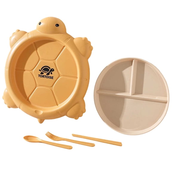 Turtle Shaped Fiber Tableware Set, Separate Plates Cutlery for Kids Boys Girls Home and Picnic