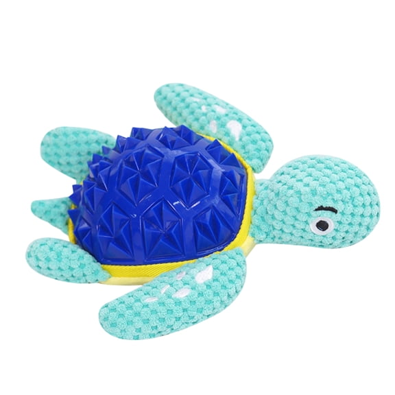 Turtle-Shaped Plush Dog Toy with Internal Squeaker, Soft and Durable Fabric Chew Toy for Small Medium and Large Breed Dogs, Interactive Teething Toy for Pet Boredom - Blue