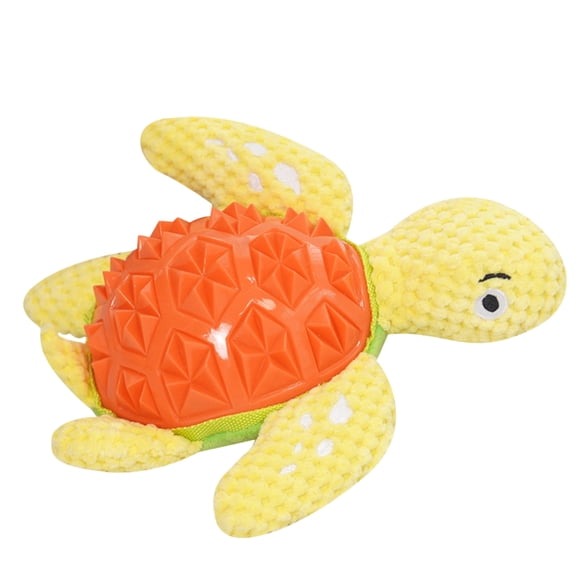 Turtle-Shaped Plush Dog Toy with Internal Squeaker, Soft and Durable Fabric Chew Toy for Small Medium and Large Breed Dogs, Interactive Teething Toy for Pet Boredom - Orange