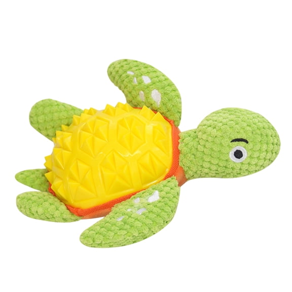 Turtle-Shaped Plush Dog Toy with Internal Squeaker, Soft and Durable Fabric Chew Toy for Small Medium and Large Breed Dogs, Interactive Teething Toy for Pet Boredom - Yellow