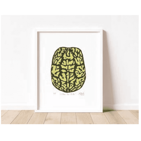 Turtle Shell Yellow And Black Handmade Poster Linocut Block Poster Home Decor Office Wall Art