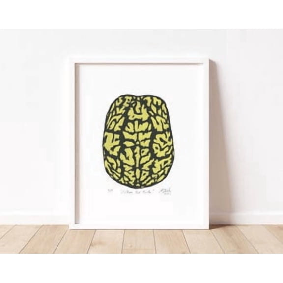 Turtle Shell Yellow And Black Handmade Poster Linocut Block Poster Home Decor Office Wall Art