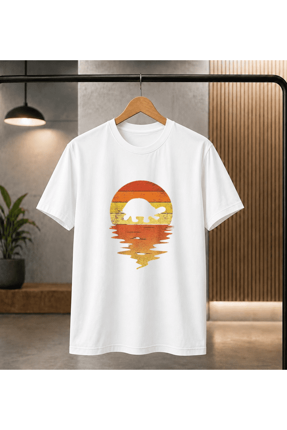 Turtle Shirt Retro Sunset 70s Vintage Turtle Ocean Sea Turtle Unisex T-shirt, S-5XL
