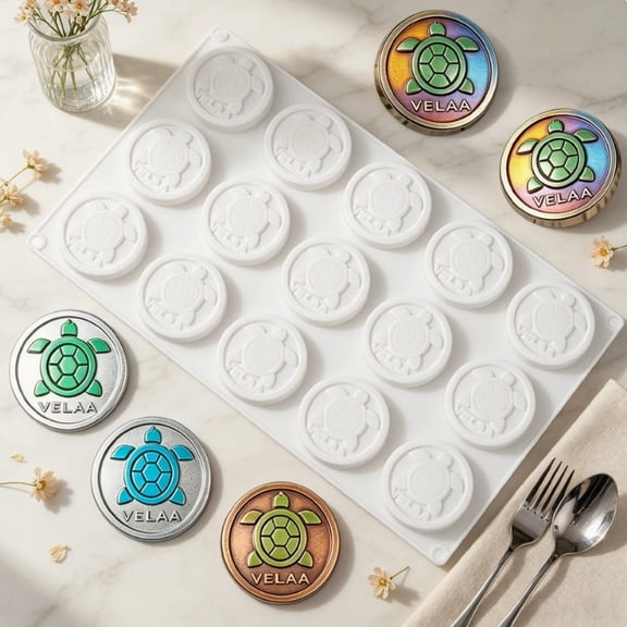 Turtle Silicone Mold for Chocolate Pastry Cake Decor, 15-Cavity