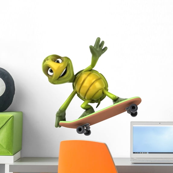 Turtle Skateboard Wall Decal by Wallmonkeys Peel and Stick Graphic (18 in W x 18 in H) WM186772
