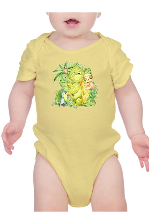 Turtle Sloth Toucan Cute Art Bodysuit Infant -Image by Shutterstock,  12 Months