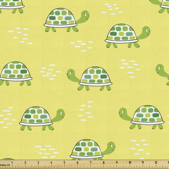 Ambesonne Turtle Fabric by the Yard Upholstery, Nature, 10 Yards, Green and Yellow