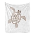 thumbnail image 1 of Turtle Soft Flannel Fleece Blanket, Hand Drawn Floral Tortoise Vortex and Spiral Lines Built in Flappers, Cozy Plush for Indoor and Outdoor Use, 70" x 90", White and Chestnut Brown, by Ambesonne, 1 of 6