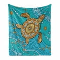 thumbnail image 1 of Turtle Soft Flannel Fleece Throw Blanket, Doodle of Sea Turtle on Water Surface Maritime Inspirations Pattern Artwork, Cozy Plush for Indoor and Outdoor Use, 50" x 60", Turquoise, by Ambesonne, 1 of 6